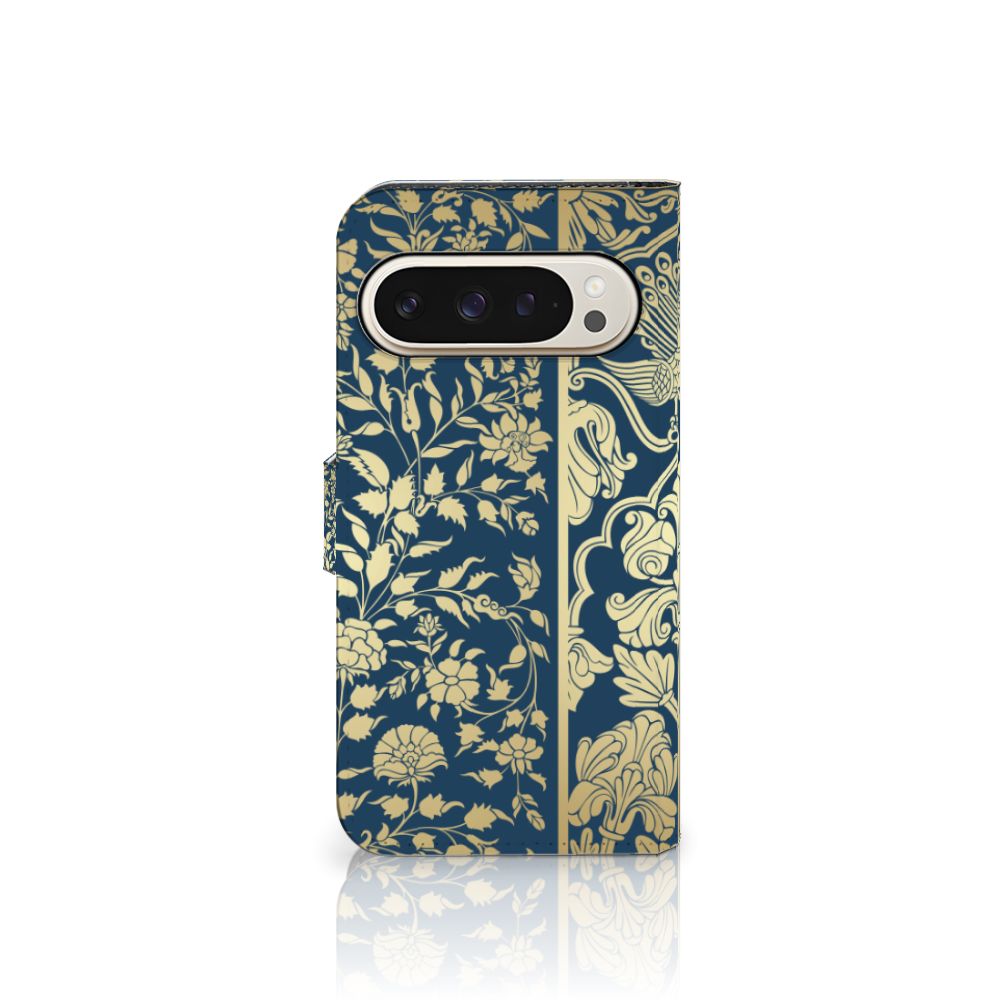 Google Pixel 9 | 9 Pro Hoesje Beige Flowers design beige bloemen aanzicht