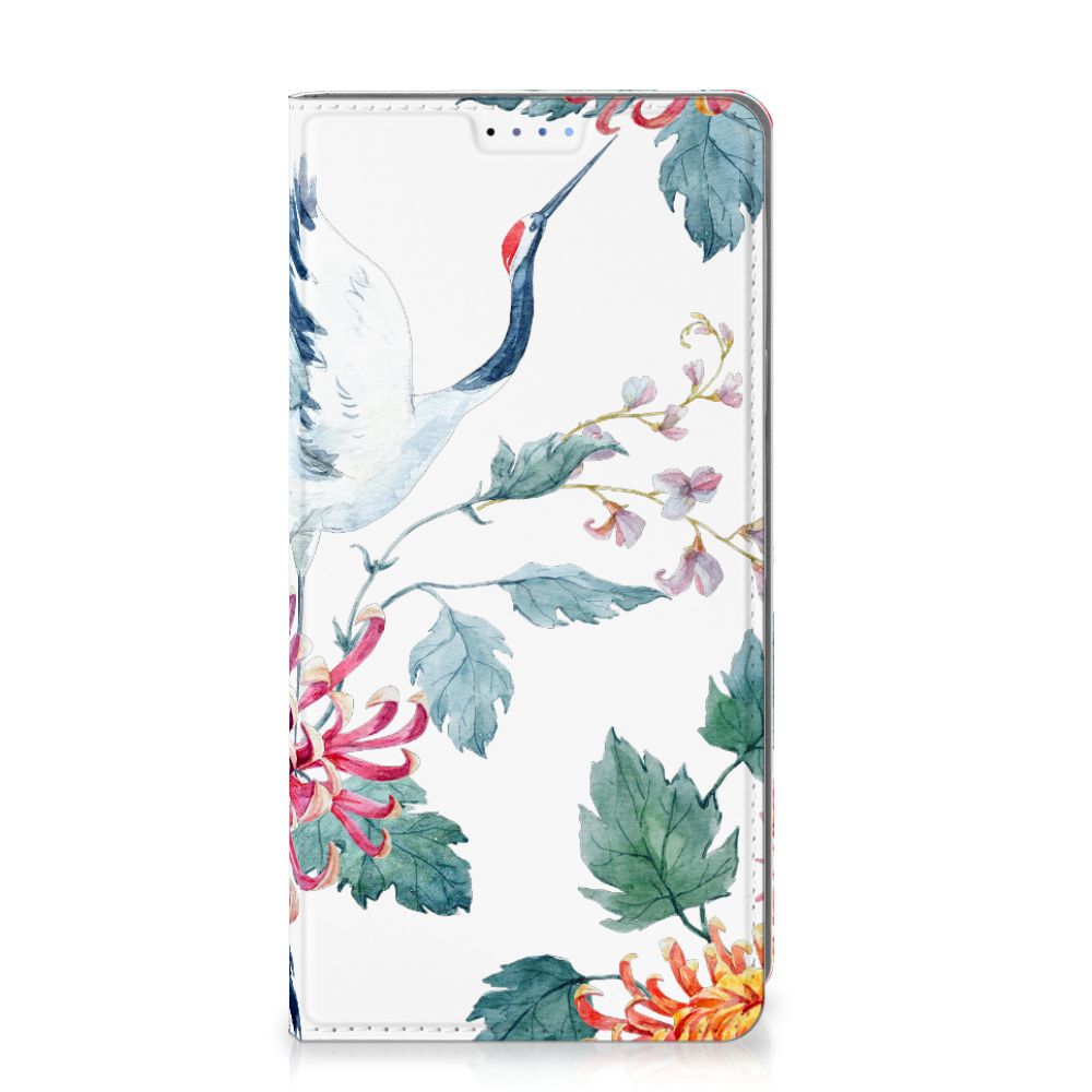 Google Pixel 9 | 9 Pro Hoesje maken Bird Flowers design ooievaar bloemen voorkant