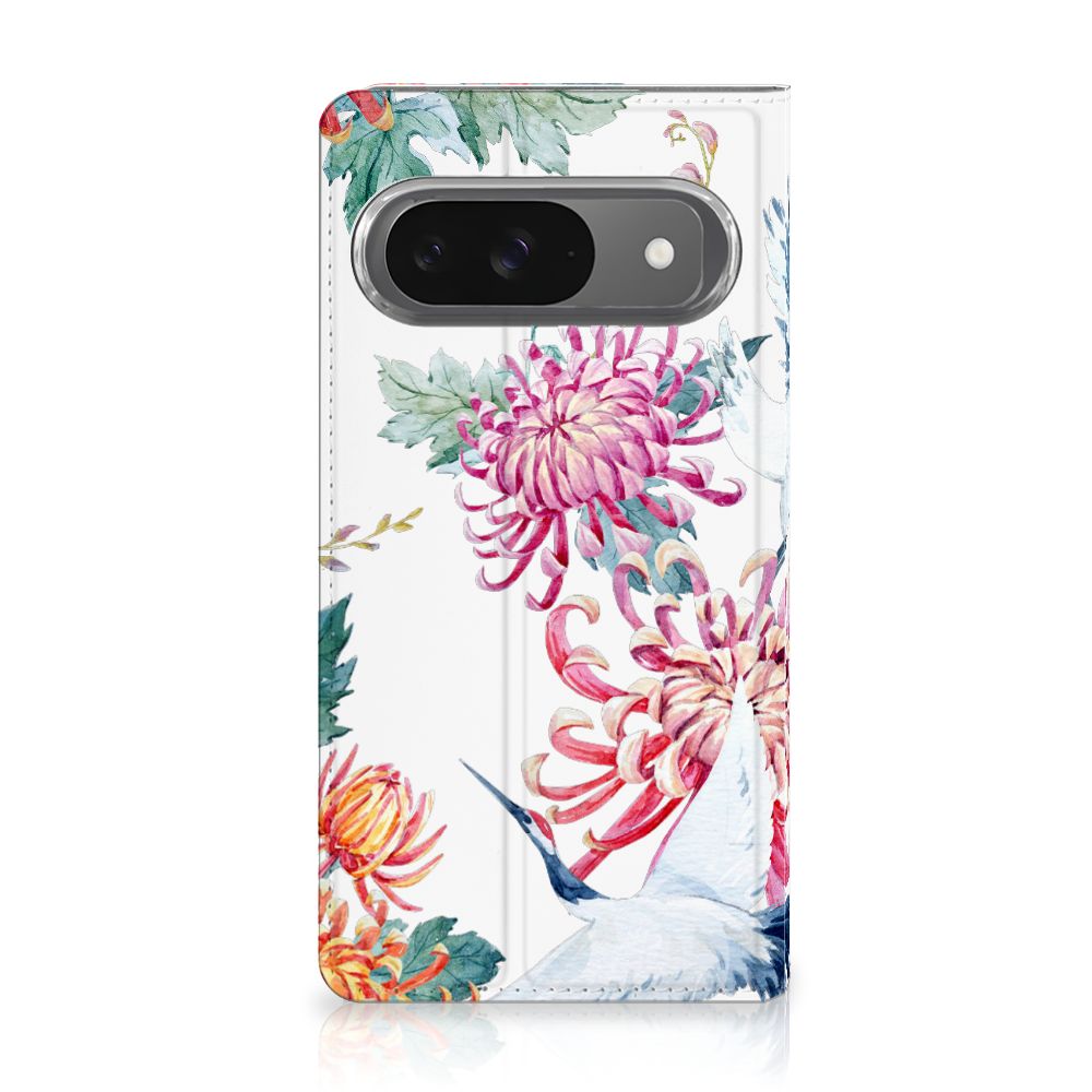 Google Pixel 9 | 9 Pro Hoesje maken Bird Flowers bloemen design voorkant