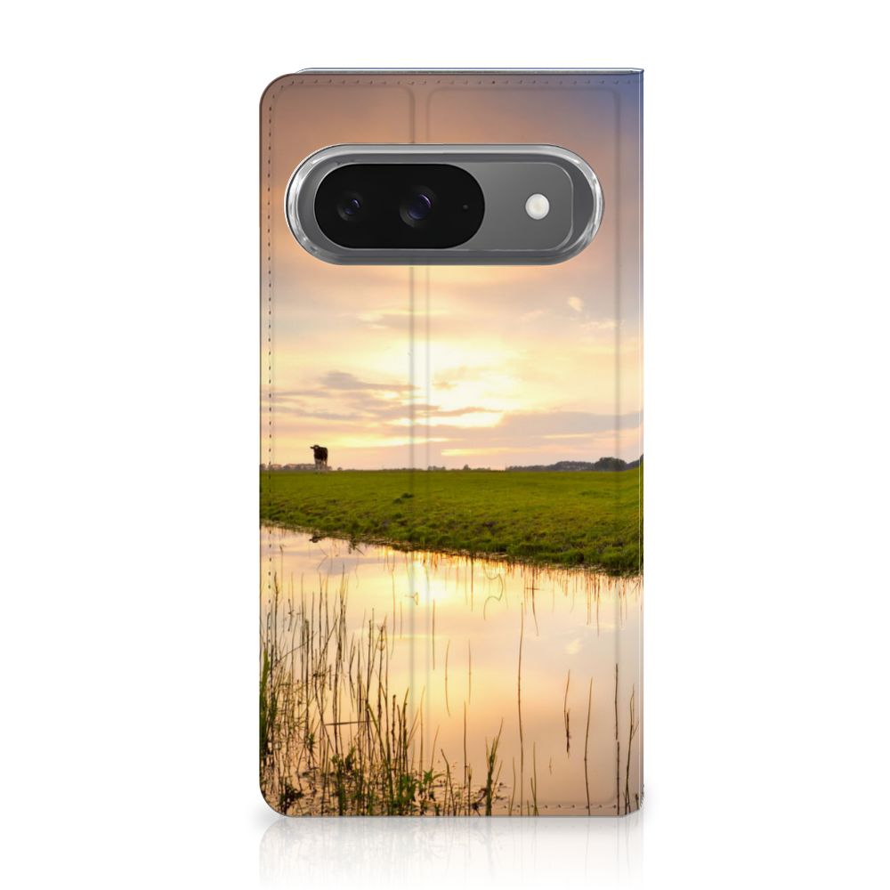 Google Pixel 9 | 9 Pro Hoesje maken Koe stand case koe ondergang zon natuur