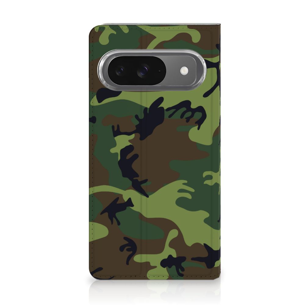 Google Pixel 9 | 9 Pro Hoesje met Magneet Army Dark camouflage design voorkant