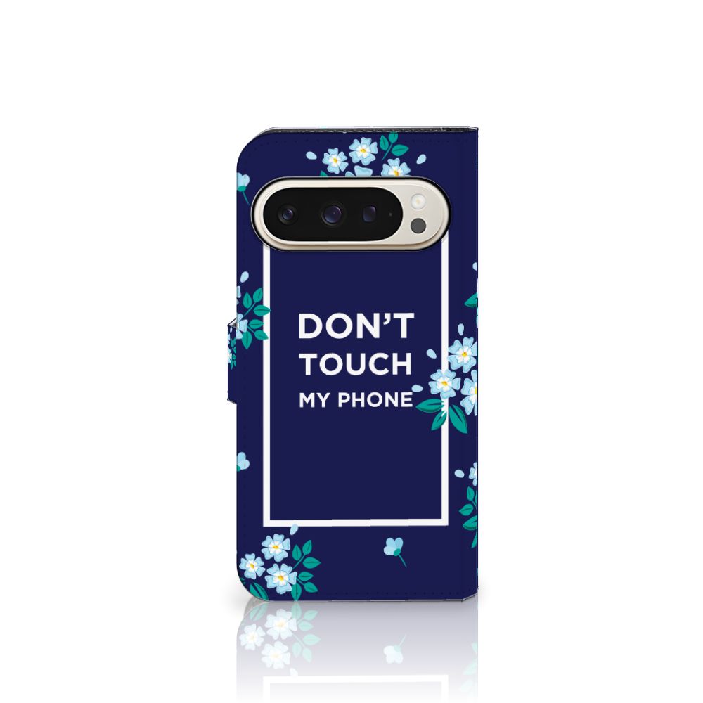 Google Pixel 9 | 9 Pro Portemonnee Hoesje Flowers Blue DTMP voorkant