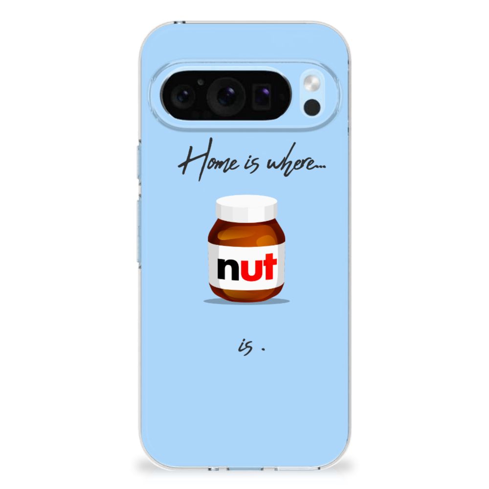 Google Pixel 9 | 9 Pro Siliconen Case Nut Home blauw ontwerp jar