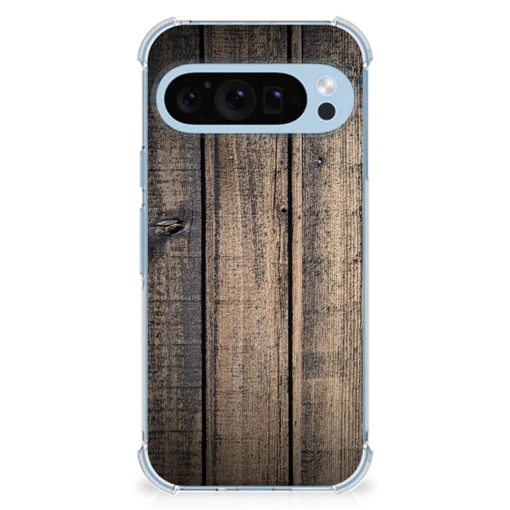 Google Pixel 9 | 9 Pro Stevig Telefoonhoesje Steigerhout hoesje hout design