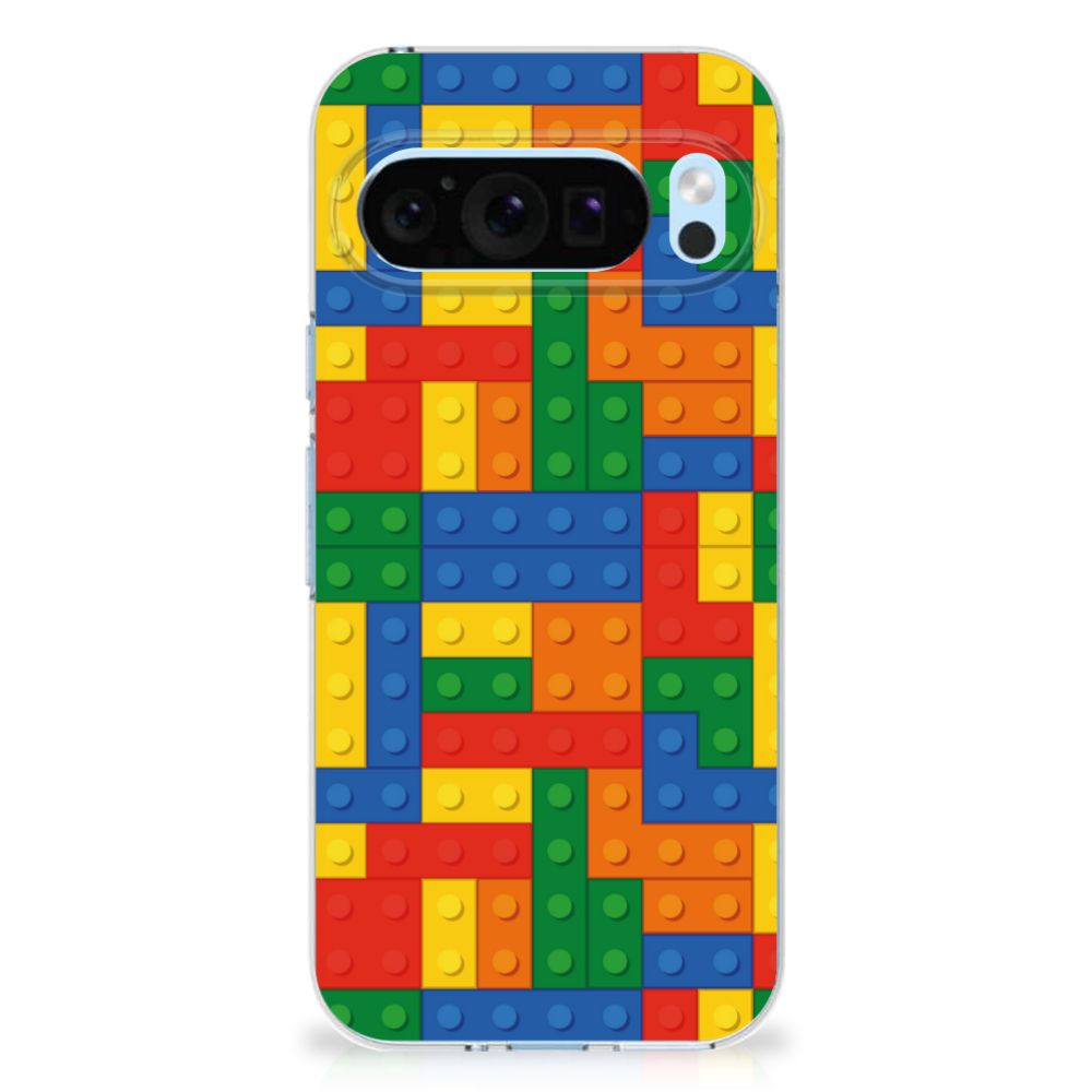 Google Pixel 9 | 9 Pro TPU bumper Blokken design hoesje achterkant Lego patroon