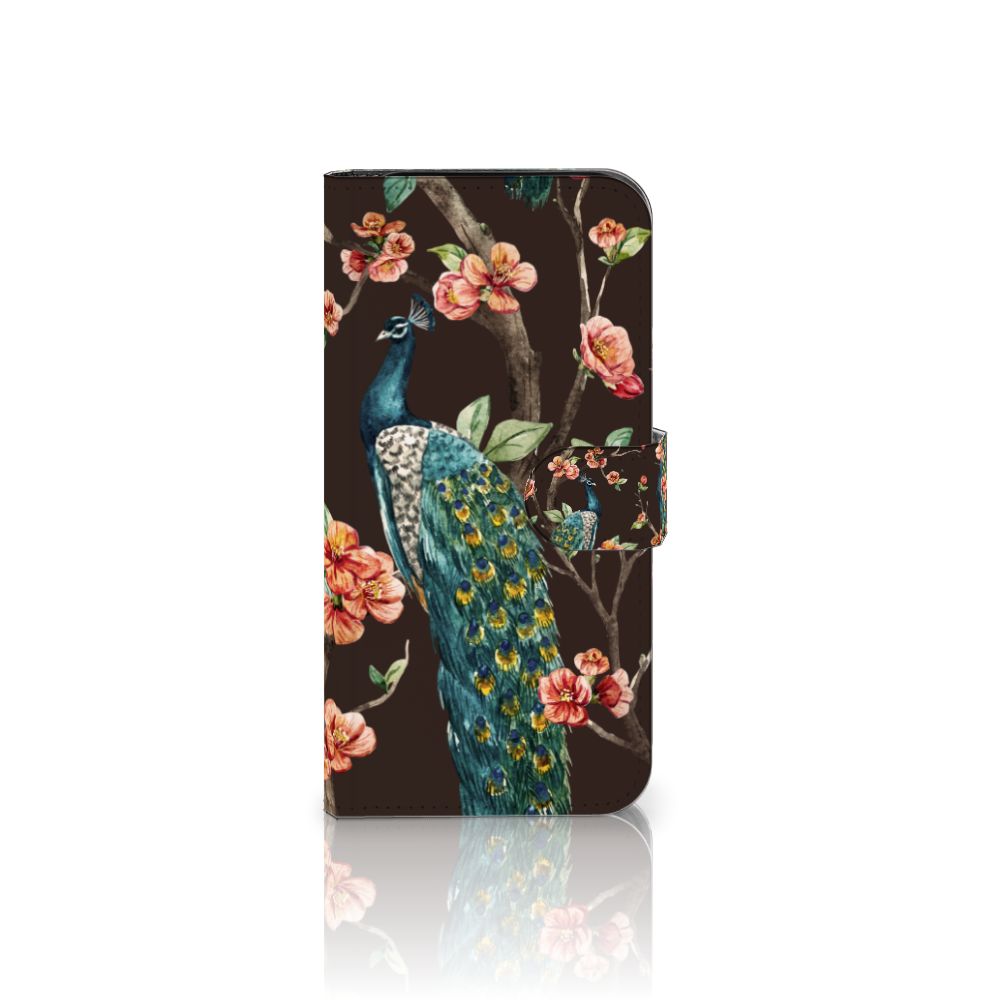 Google Pixel 9 | 9 Pro Telefoonhoesje met Pasjes Pauw met Bloemen design pauw bloemen vooraanzicht