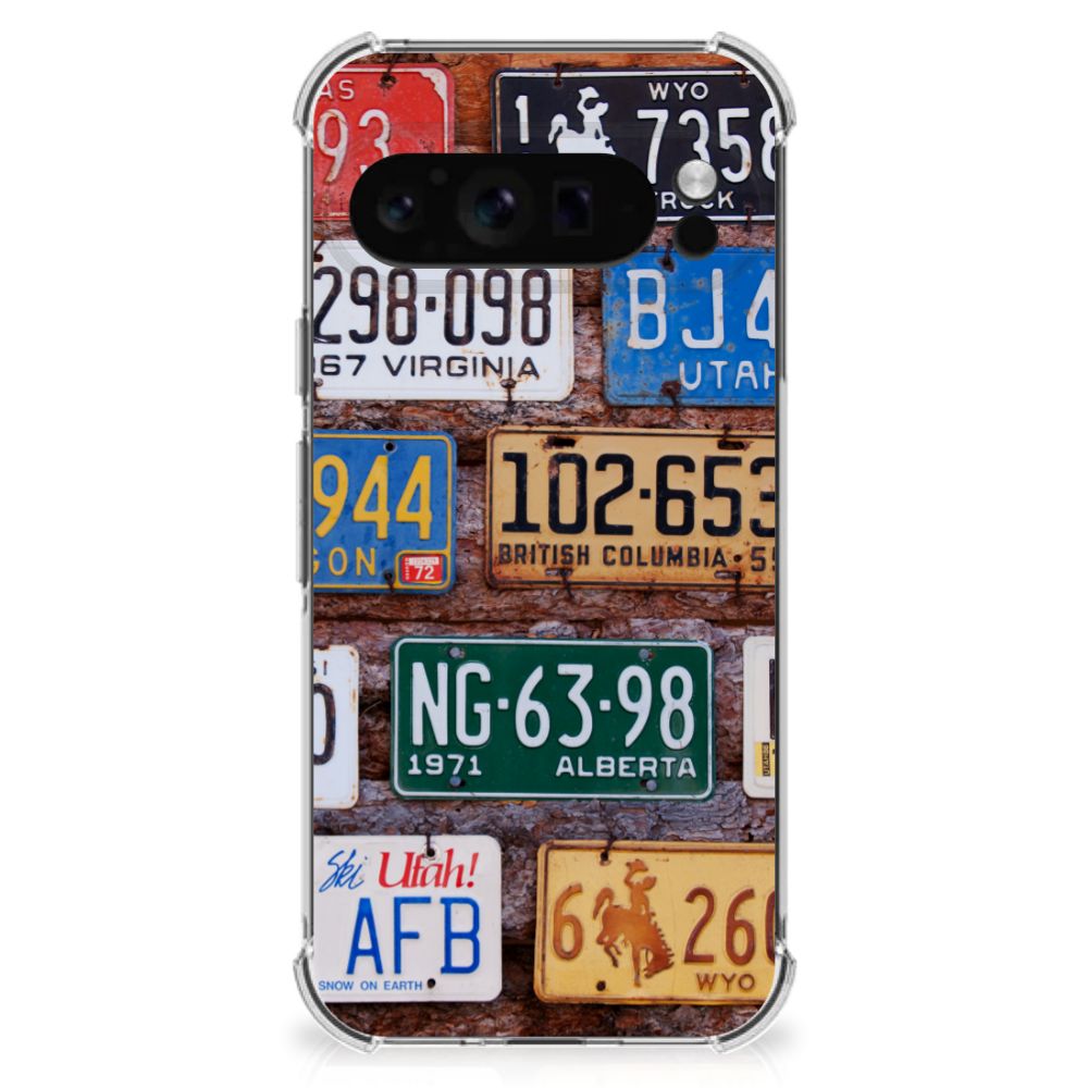 Google Pixel 9 Pro XL Anti-shock Hoesje met foto Kentekenplaten design voorzijde