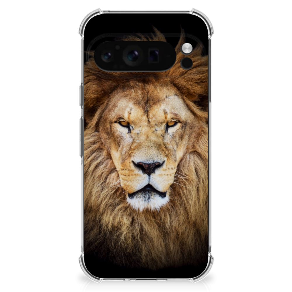 Google Pixel 9 Pro XL Case Anti-shock Leeuw telefoonhoesje Leeuw design voorkant