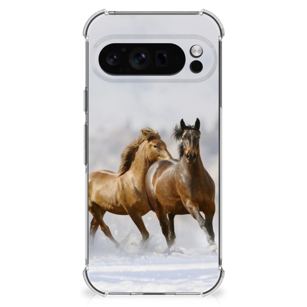 Google Pixel 9 Pro XL Case Anti-shock Paarden paardenhoesje transparant