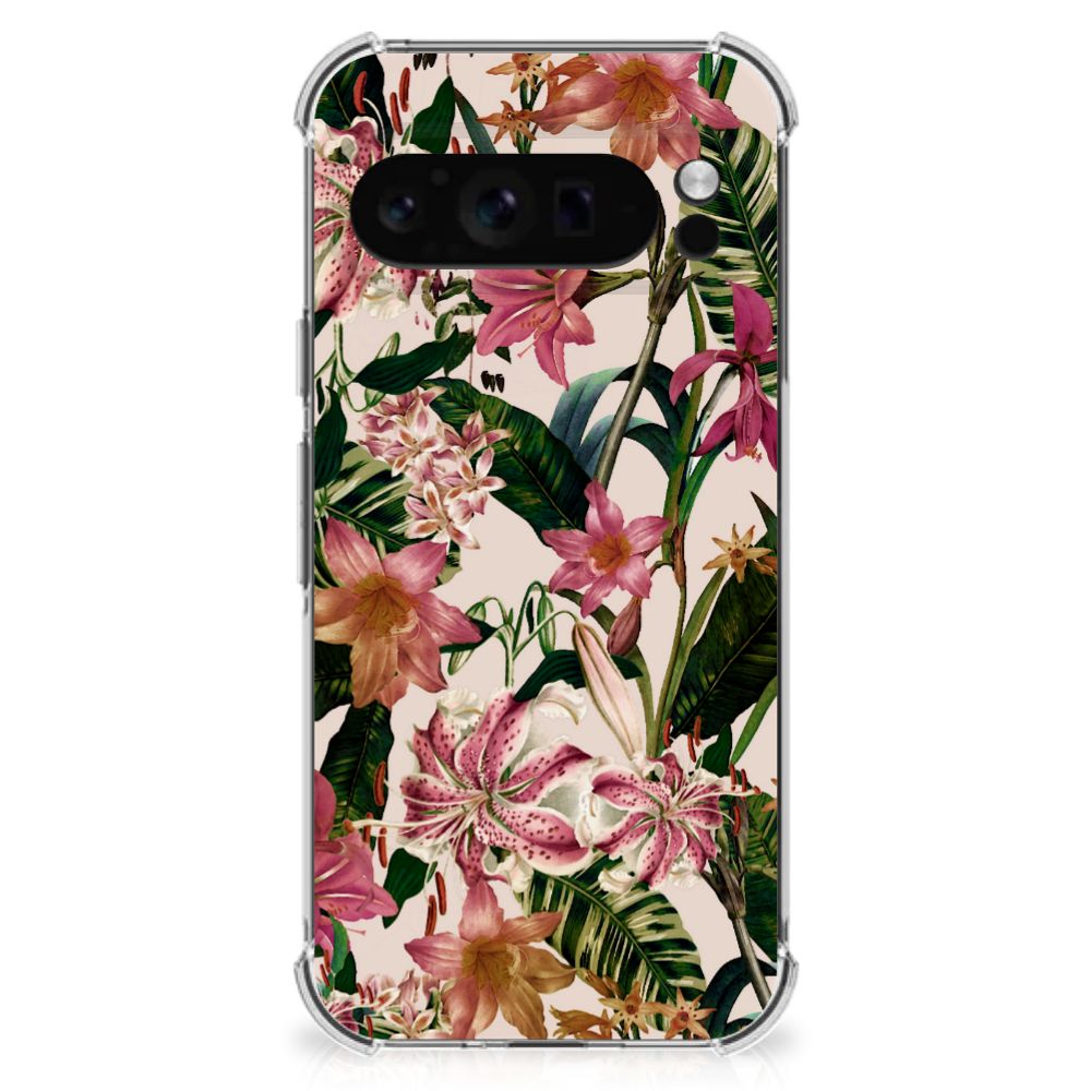 Google Pixel 9 Pro XL Case Flowers bloemen design achterkant