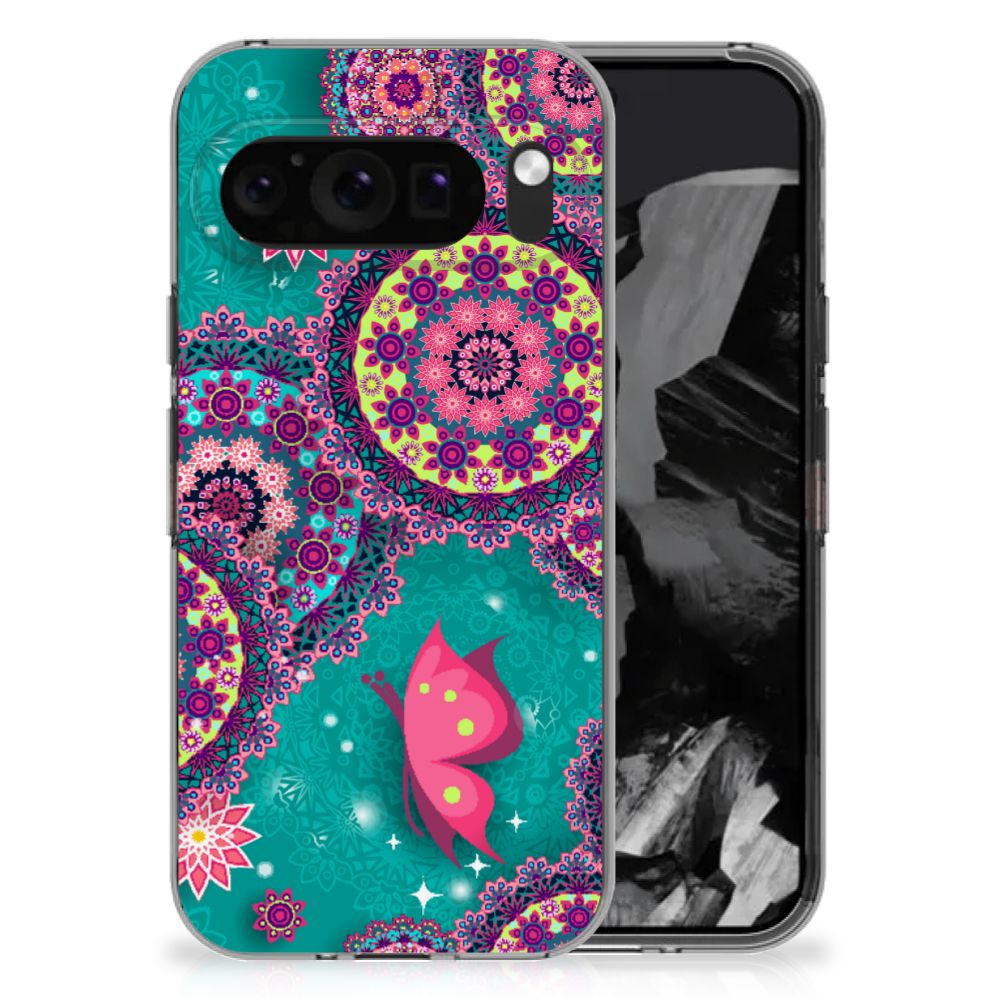 Google Pixel 9 Pro XL Hoesje maken Cirkels en Vlinders achterkant ontwerp