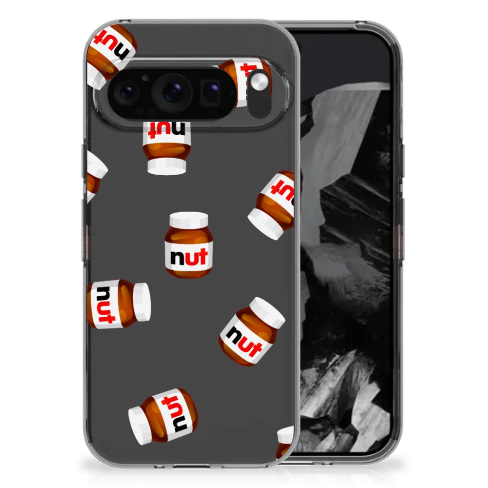 Google Pixel 9 Pro XL Siliconen Case Nut Jar telefoonhoesje Nut Jar ontwerp achterkant