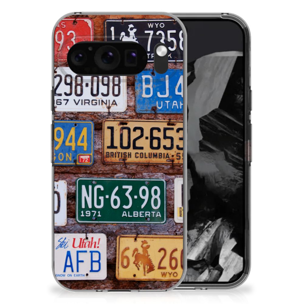 Google Pixel 9 Pro XL Siliconen Hoesje met foto Kentekenplaten design kentekenplaten aanzicht