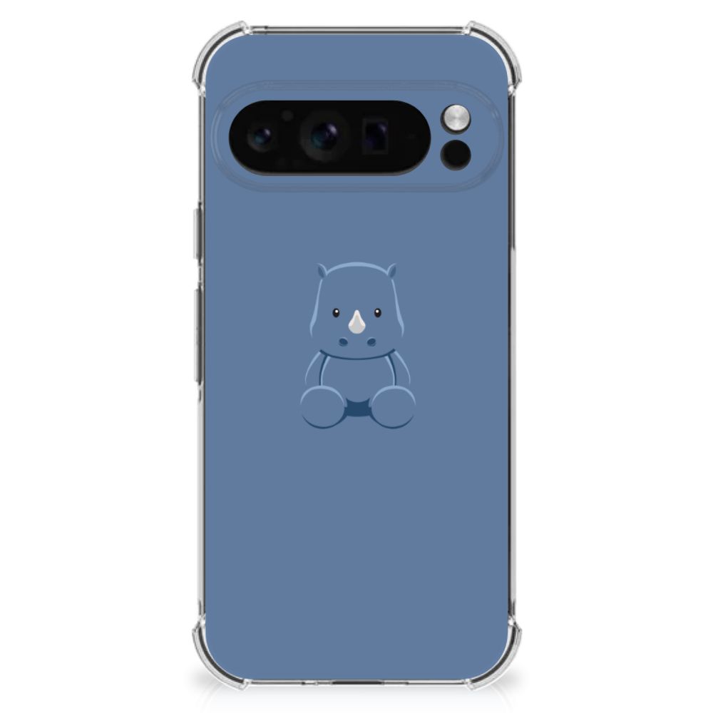 Google Pixel 9 Pro XL Stevig Bumper Hoesje Baby Rhino ontwerp achterkant