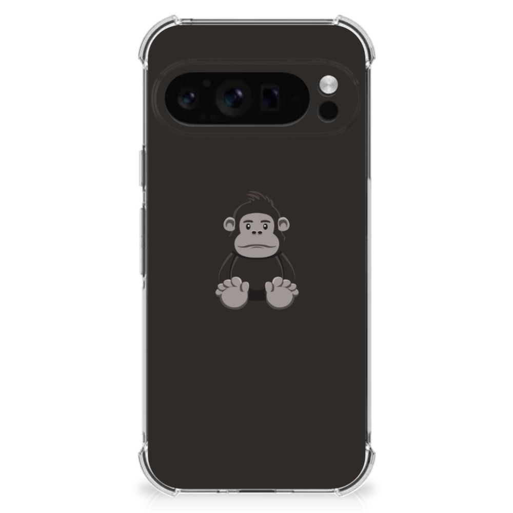 Google Pixel 9 Pro XL Stevig Bumper Hoesje Gorilla ontwerp achterzijde met aapje
