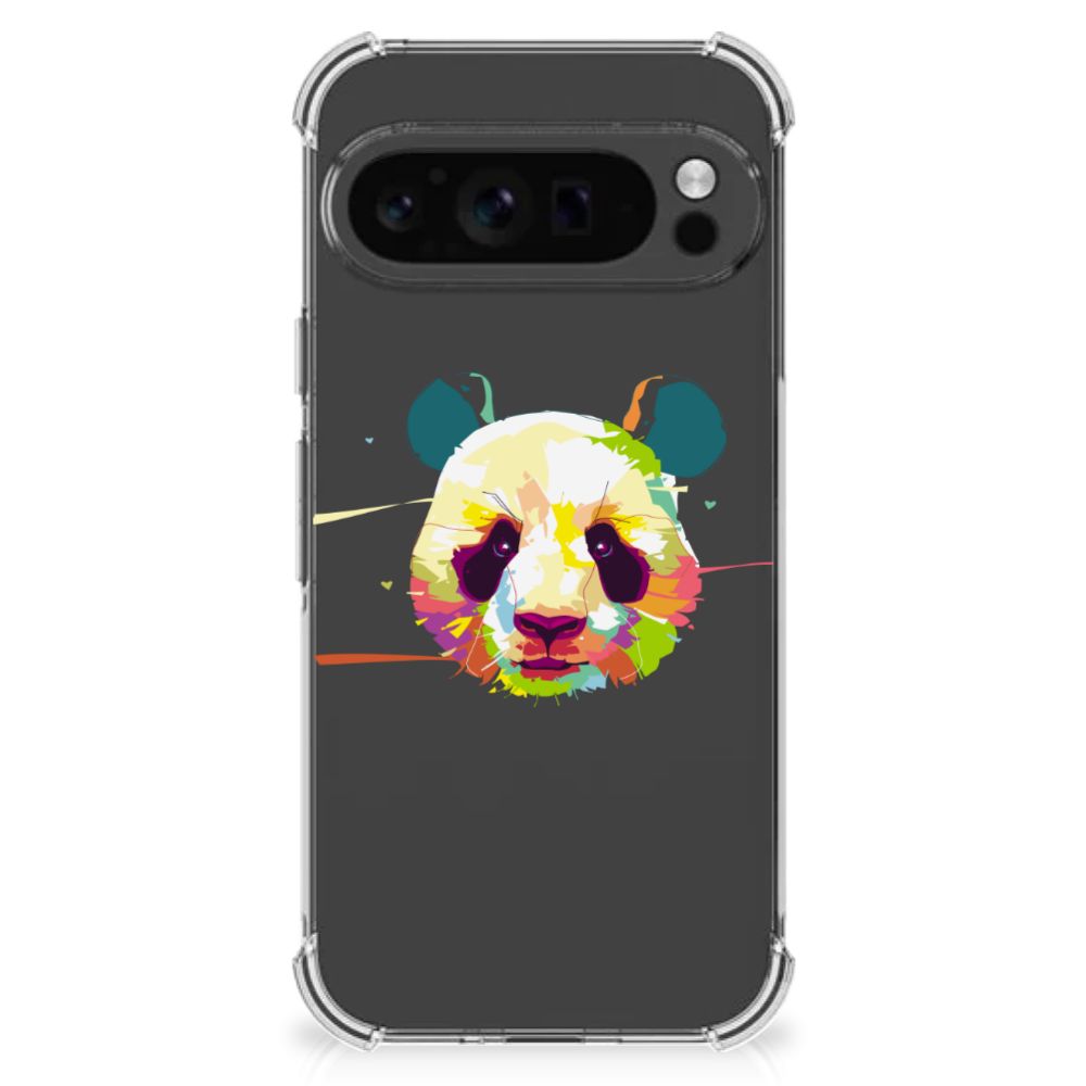 Google Pixel 9 Pro XL Stevig Bumper Hoesje Panda Color panda design achterzijde