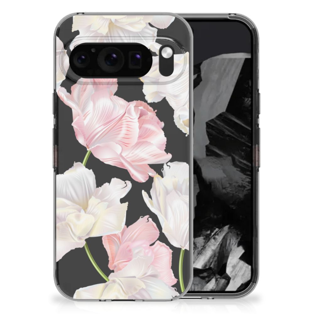 Google Pixel 9 Pro XL TPU Case Lovely Flowers voorkant zijaanzicht