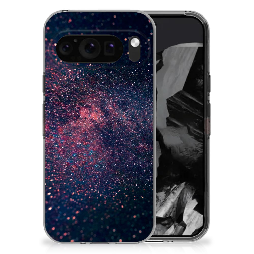 Google Pixel 9 Pro XL TPU Hoesje Stars design sterren front zwart