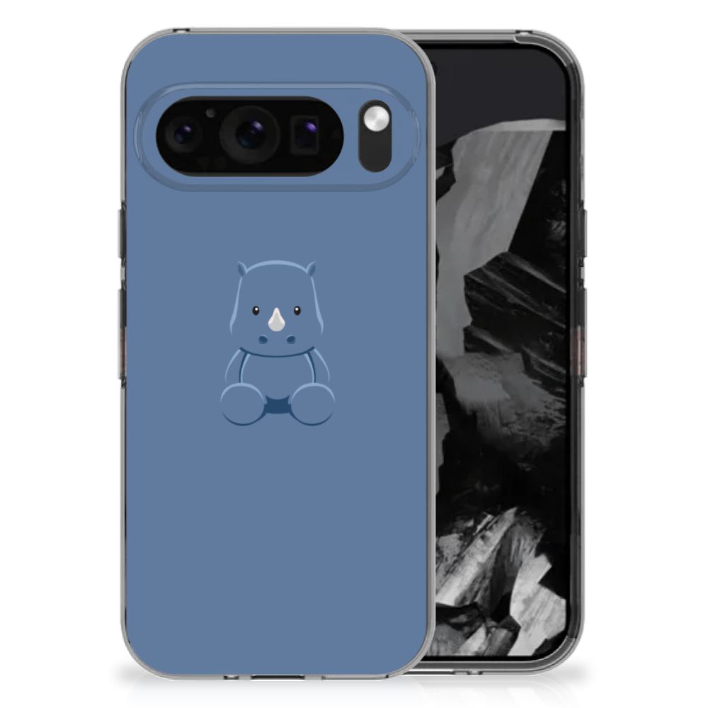 Google Pixel 9 Pro XL Telefoonhoesje met Naam Baby Rhino baby rhino design achteraanzicht