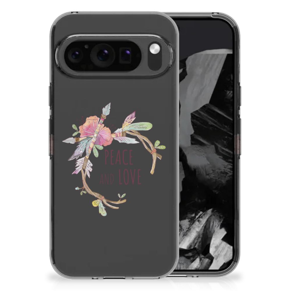 Google Pixel 9 Pro XL Telefoonhoesje met Naam Boho Text telefoonhoesje boho design achterzijde