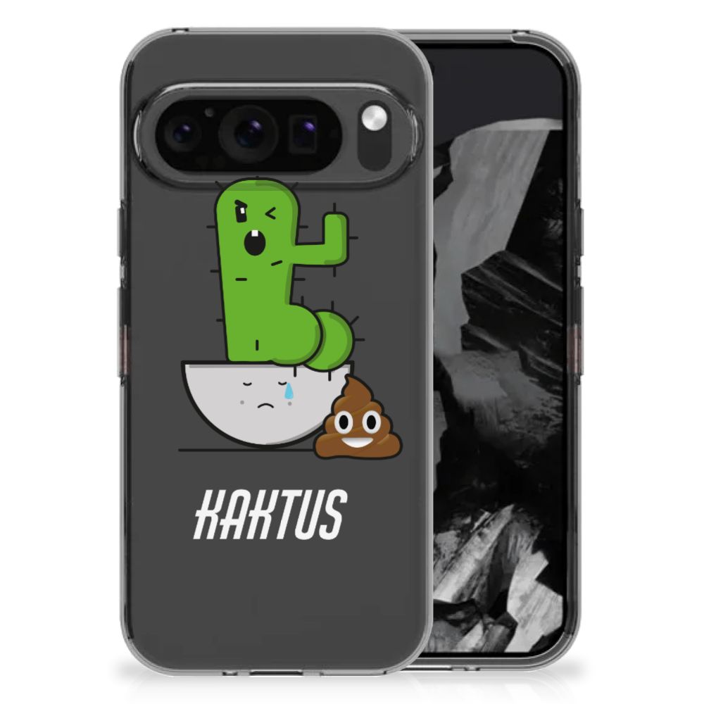 Google Pixel 9 Pro XL Telefoonhoesje met Naam Cactus Poo Cactus design achterkant