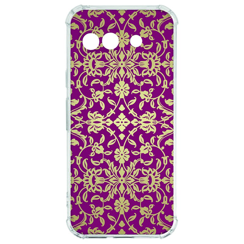 Google Pixel 9a Hoesje - Barok Pink TPU Antishock barok patroon roze achterkant