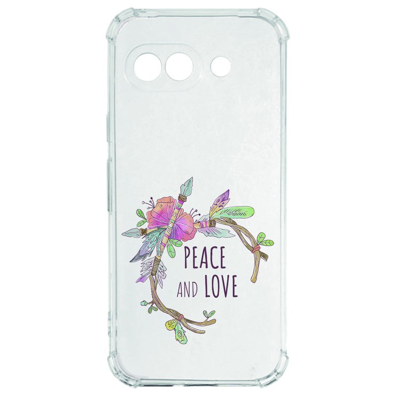 Google Pixel 9a Hoesje - Boho Text TPU Antishock transparent bloemen peace and love