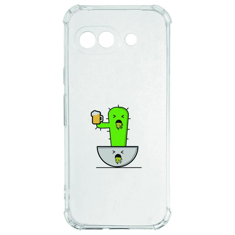 Google Pixel 9a Hoesje - Braktus TPU Antishock cactus ontwerp transparant aanzicht