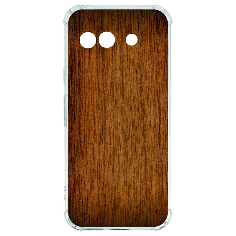 Google Pixel 9a Hoesje - Donker Hout TPU Antishock hoesje donker hout achterkant