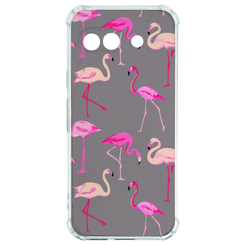 Google Pixel 9a Hoesje Flamingo TPU Antishock flamingo design achterkant