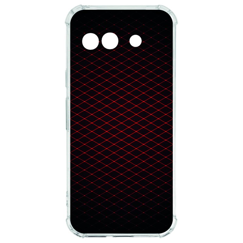 Google Pixel 9a Hoesje Geruit Rood TPU Antishock hoesje geruit rood achterzijde