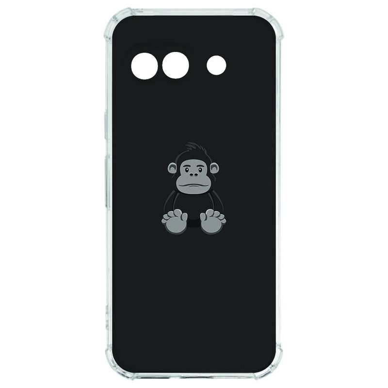 Google Pixel 9a Hoesje - Gorilla TPU Antishock transparant zwart design aap achteraanzicht