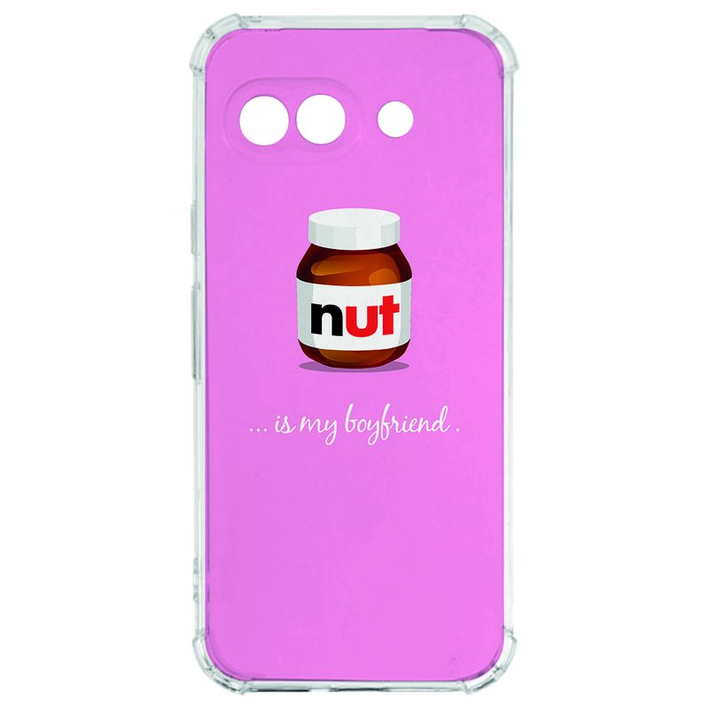 Google Pixel 9a Hoesje - Hoesje Nut Boyfriend TPU Antishock design nut pot roze achtergrond