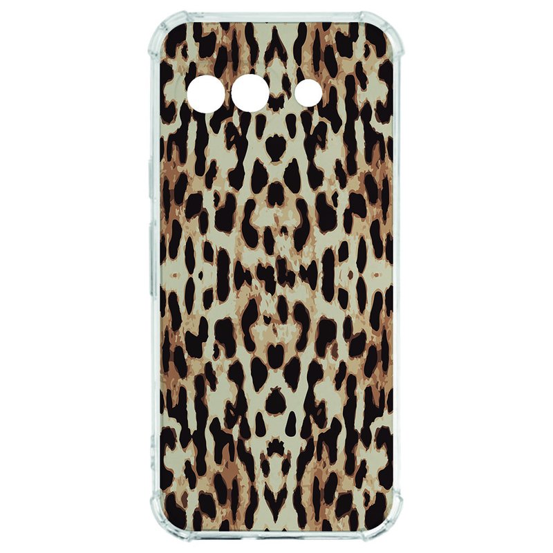 Google Pixel 9a Hoesje - Leopard TPU Antishock leopard TPU hoesje achterkant