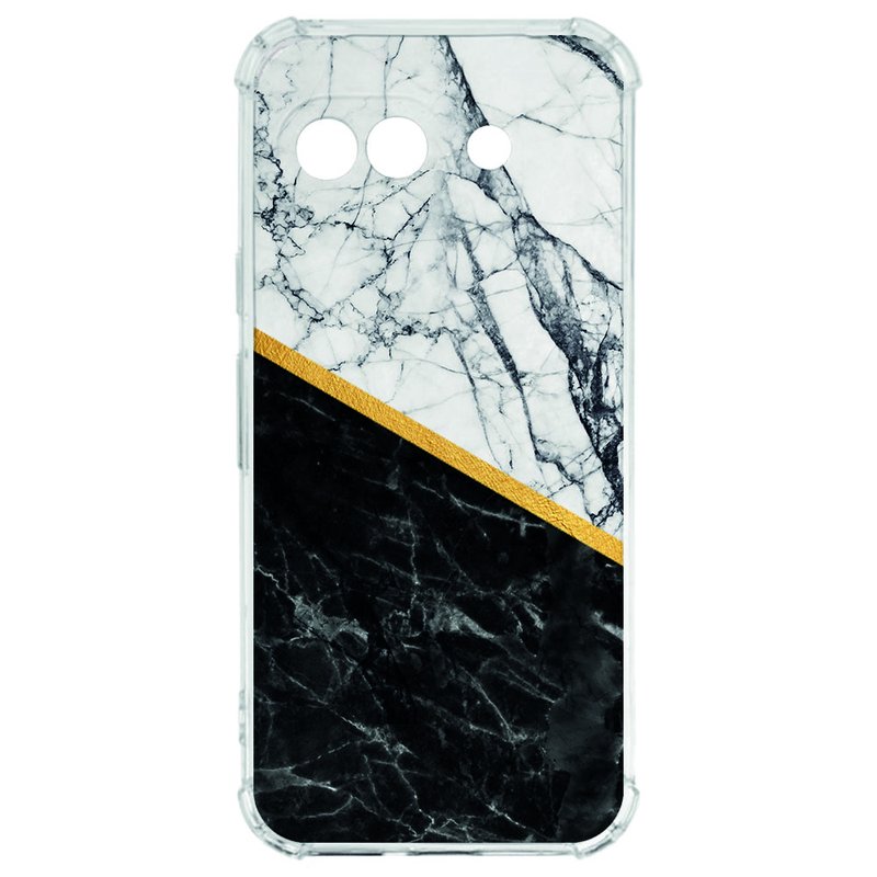 Google Pixel 9a Hoesje Marble White Black TPU Antishock transparant design marmer zwart wit