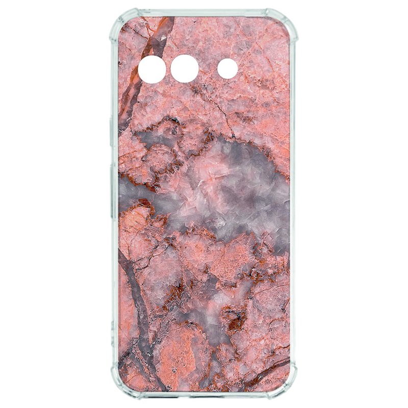 Google Pixel 9a Hoesje Marmer Oranje TPU Antishock achterkant
