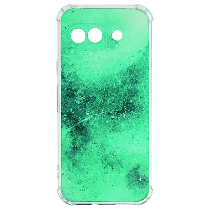 Google Pixel 9a Hoesje - Painting Blue TPU Antishock hoesje groen ontwerp achteraanzicht