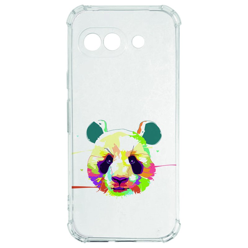 Google Pixel 9a Hoesje Panda Color TPU Antishock transparant panda ontwerp voorkant