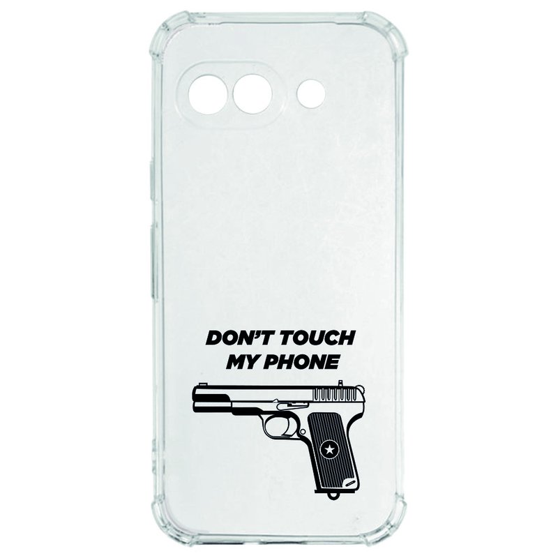 Google Pixel 9a Hoesje - Pistol DTMP TPU Antishock transparant pistol design aanzicht