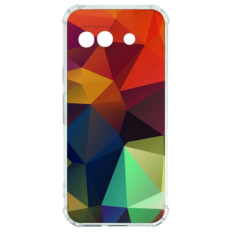 Google Pixel 9a Hoesje - Polygon Color TPU Antishock design polygon kleur voorkant
