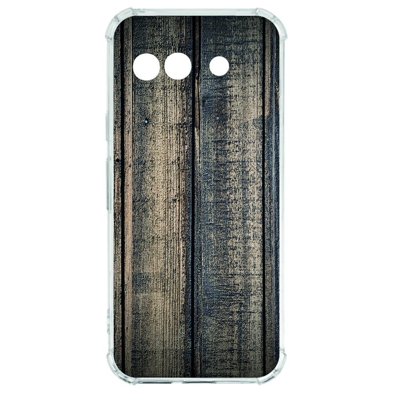 Google Pixel 9a Hoesje - Steigerhout TPU Antishock steigerhout achterkant transparant
