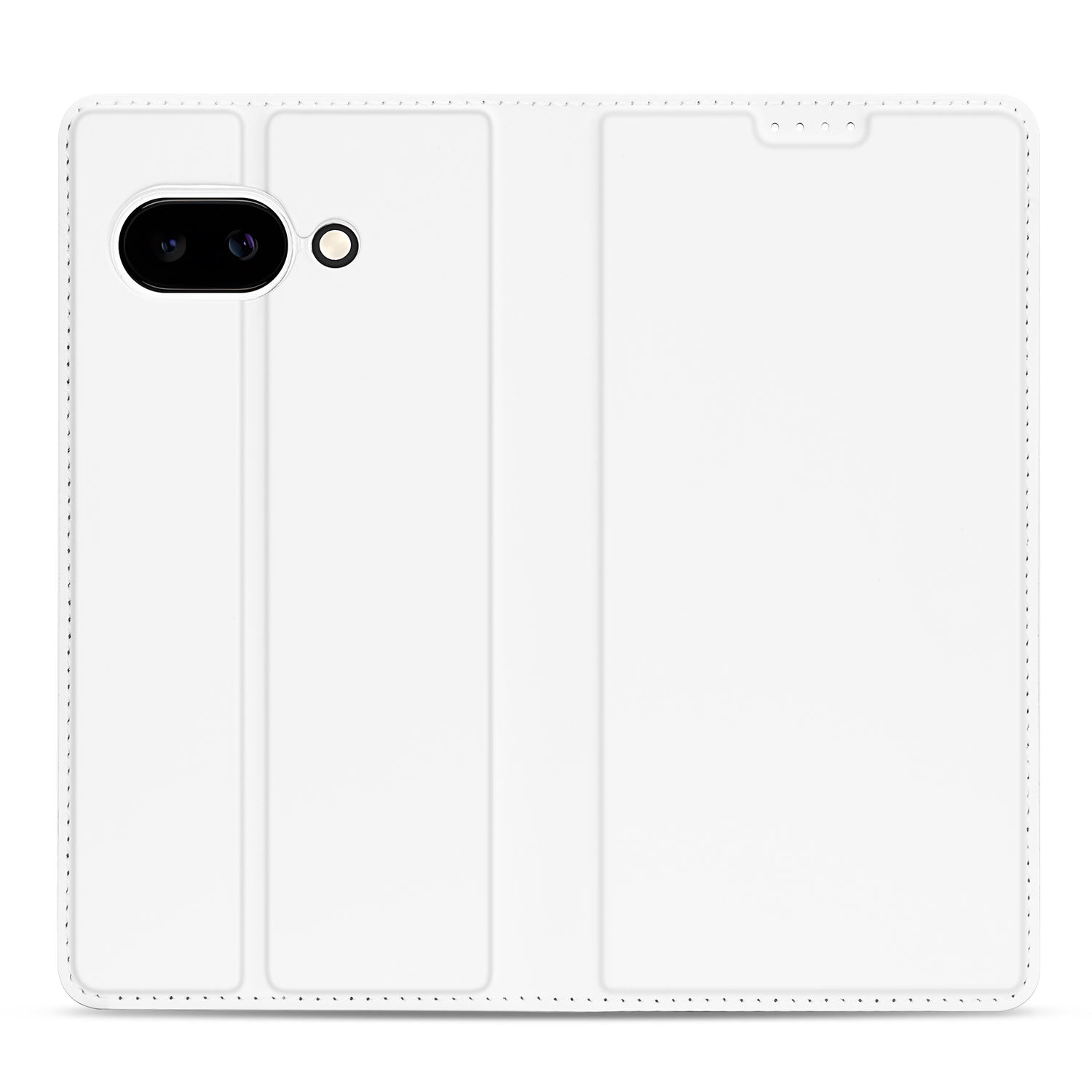 Google Pixel 9a Stand Case Hoesje Wit met Magnetische Sluiting wit design achterkant
