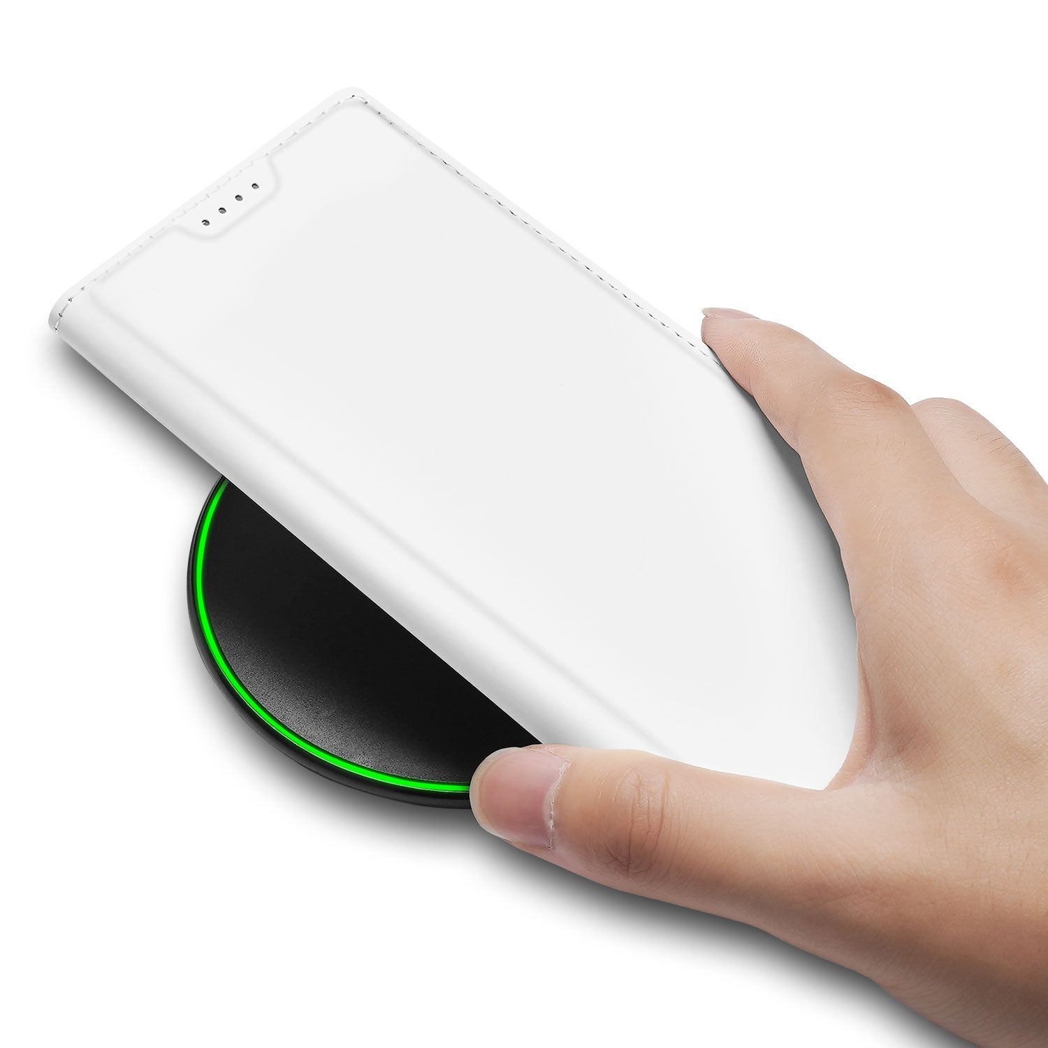 Google Pixel 9a Stand Case Hoesje Wit met Magnetische Sluiting op draadloze oplader