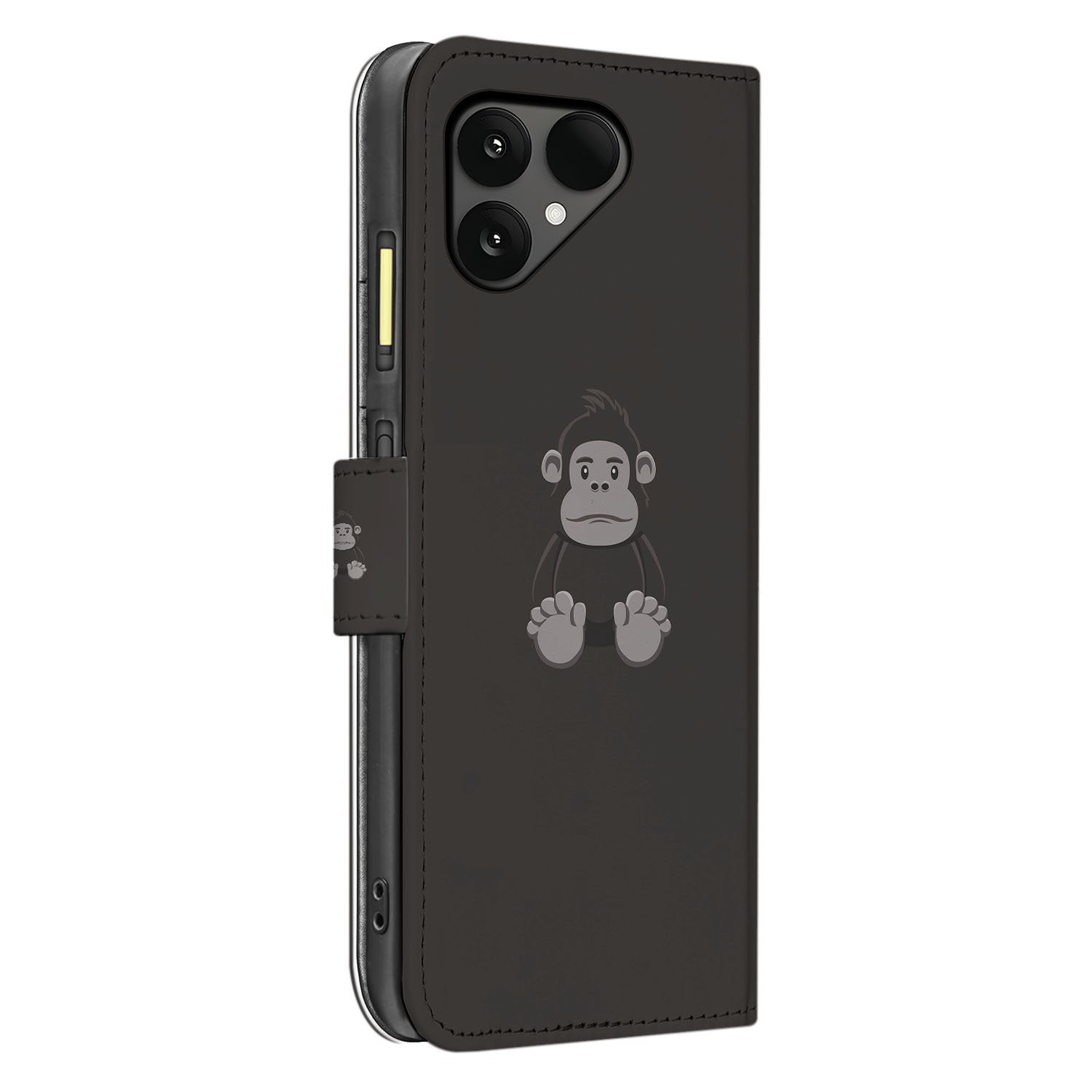 Gorilla Bruin Design Fairphone 6 Bookcase Hoesje met Pasjes en Volledige Bescherming zijaanzicht