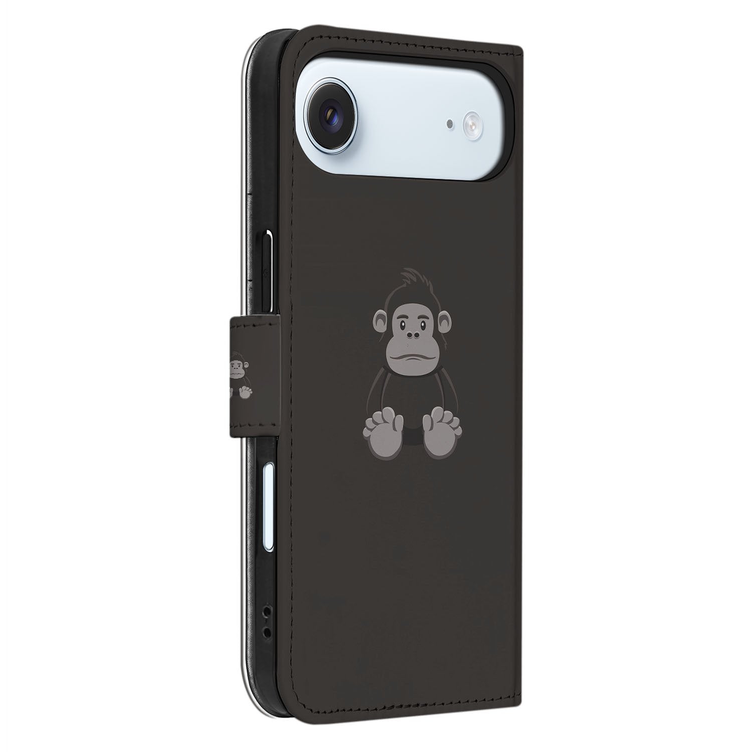 Gorilla Hoesje voor iPhone Air Portemonnee hoesje bruin ontwerp zijaanzicht