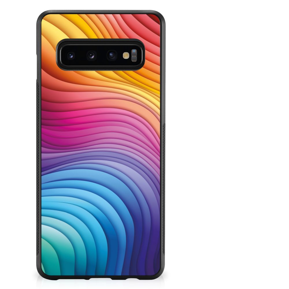 Samsung Galaxy S10+ Grip Case voor Samsung Galaxy S10+ Regenboog abstract design vooraanzicht