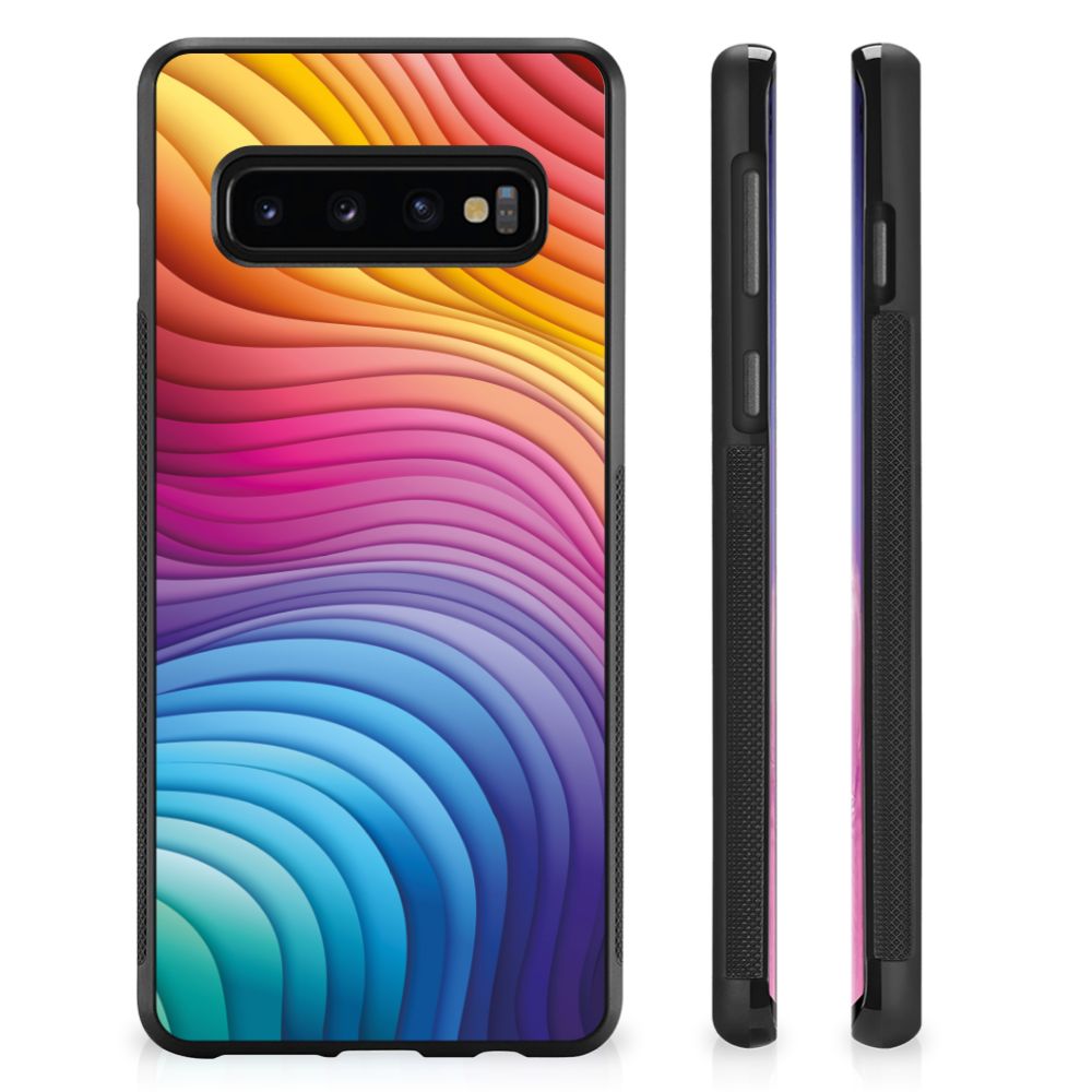 Samsung Galaxy S10+ Grip Case voor Samsung Galaxy S10+ Regenboog abstract design aanzicht