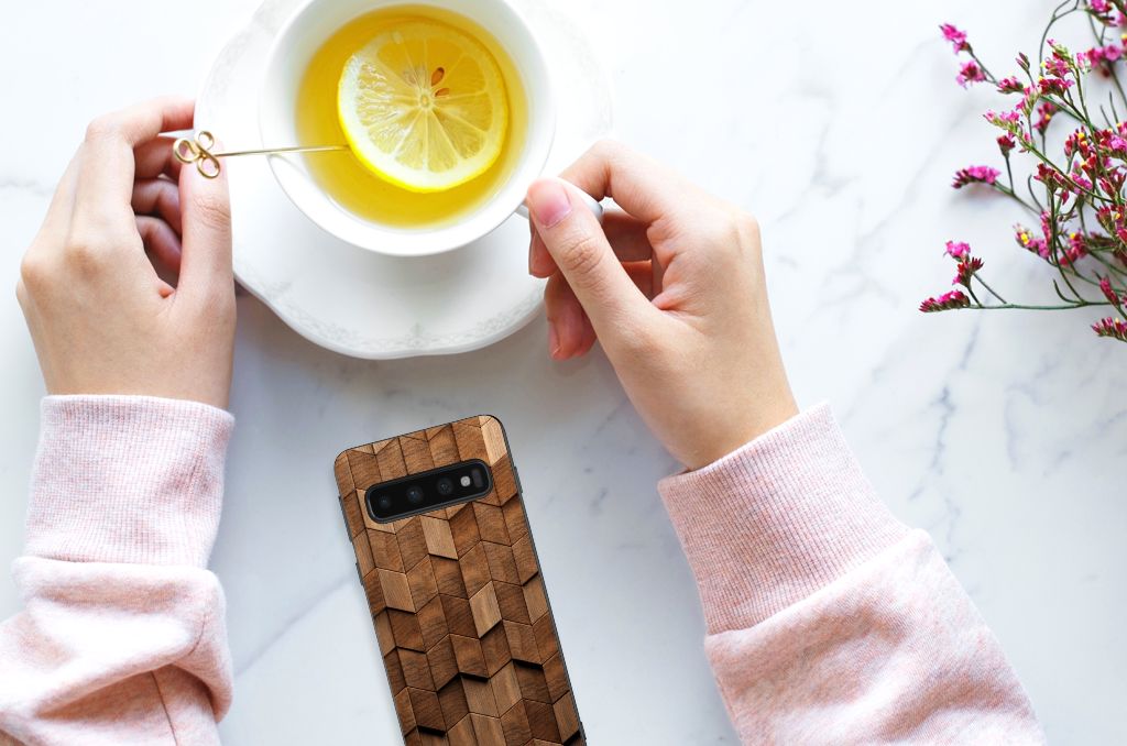 Grip Case voor Samsung Galaxy S10 Wooden Cubes B2C Telecom