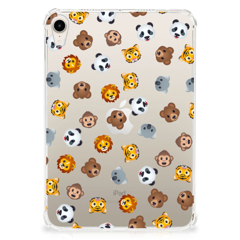 Hippe Hoes voor Apple iPad mini 6 (2021) Dieren Emojis met schattige emoji dieren zoals leeuwen 🦁 en panda's 🐼.