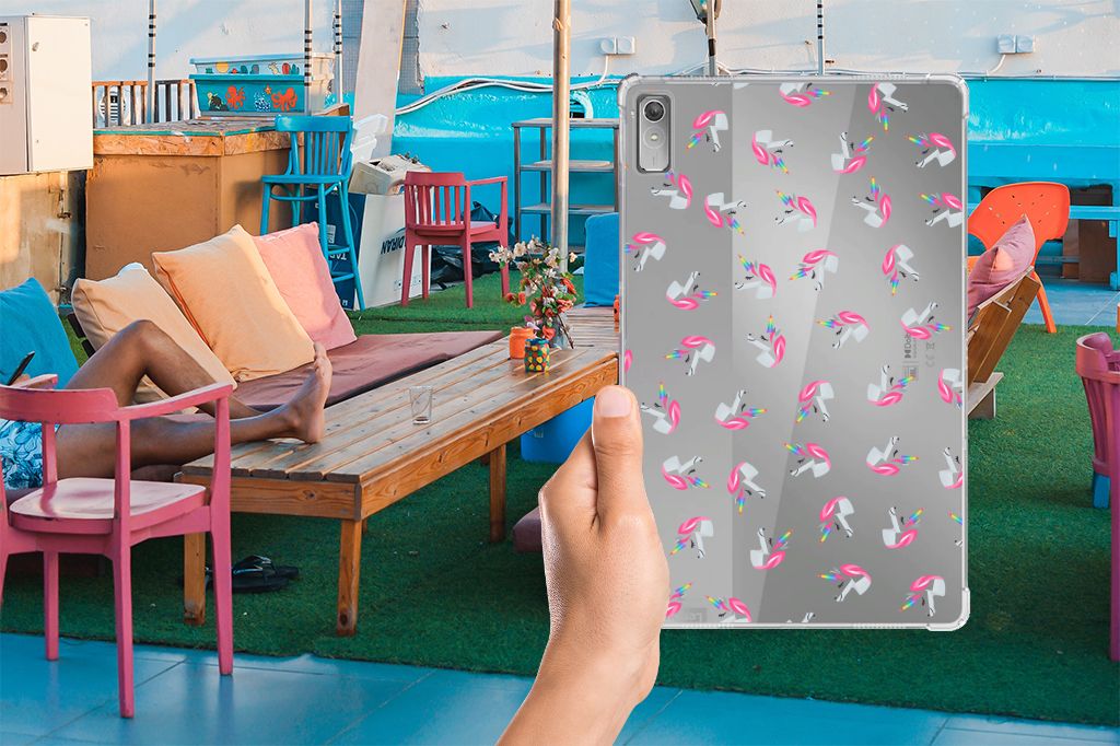 Hippe Hoes voor Lenovo Tab P11 Gen 2 Unicorns met kleurrijk design voor unieke uitstraling en bescherming.